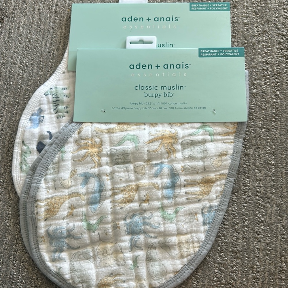 2 Aden + Anais classic muslin burpy bib
